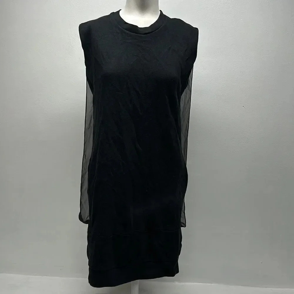 All Saints Amatee Sweatshirt Dress Sleeveless Midi Semi Sheer Black Us Size 2 - Picture 2 of 11